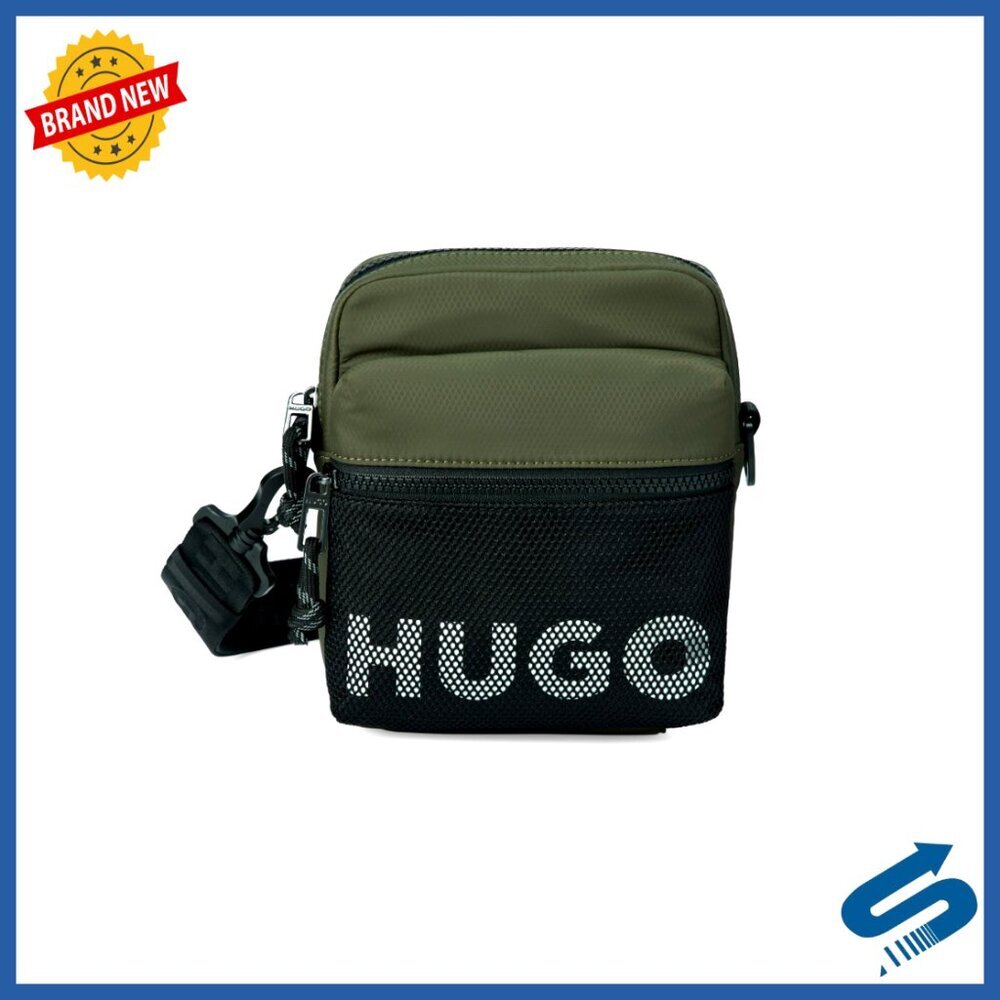 Mesh Logo Crossbody Bag Adjustable Strap Zipper Closure One Size